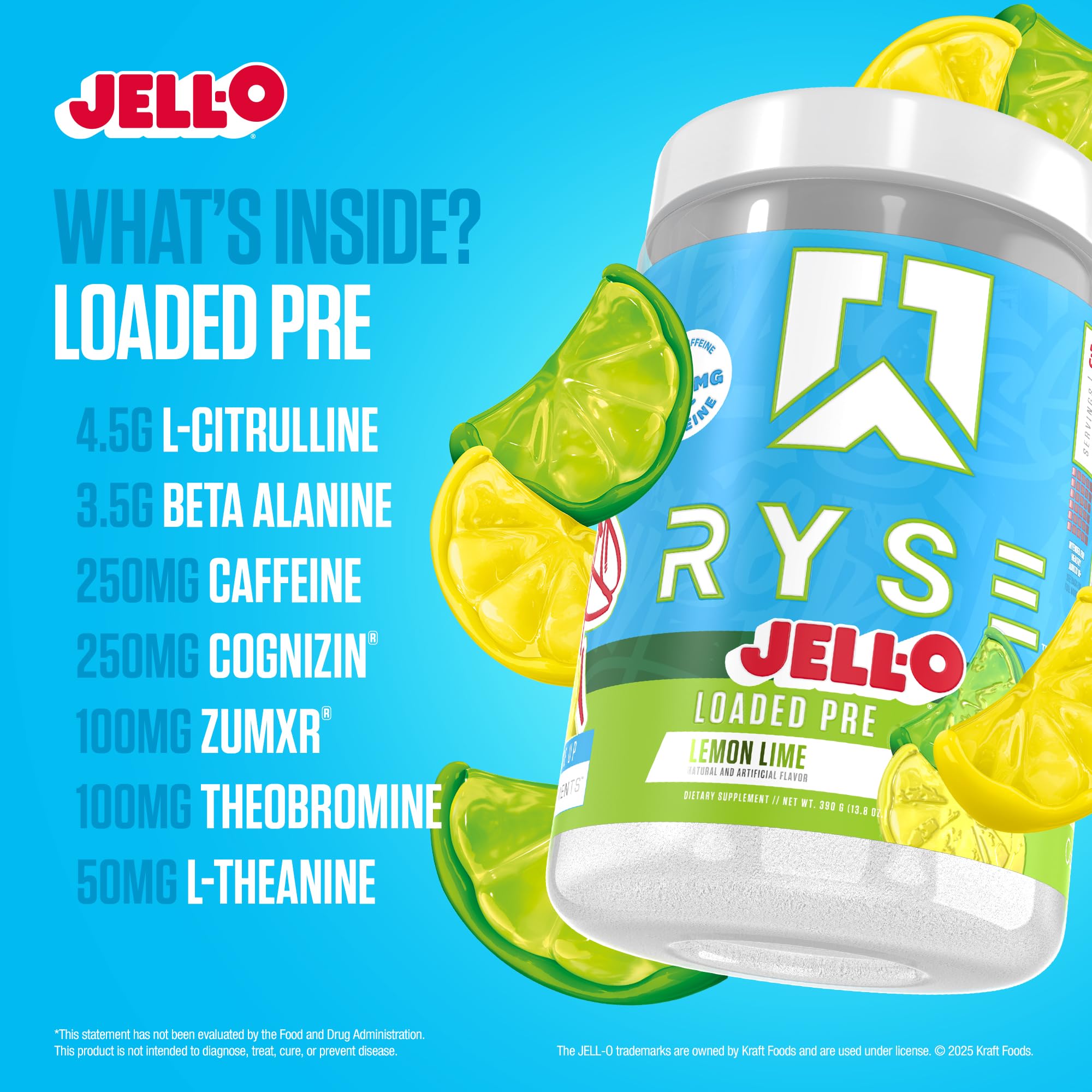 Amazon.com: RYSE Loaded Pre Workout Powder - Jell-O Lemon Lime